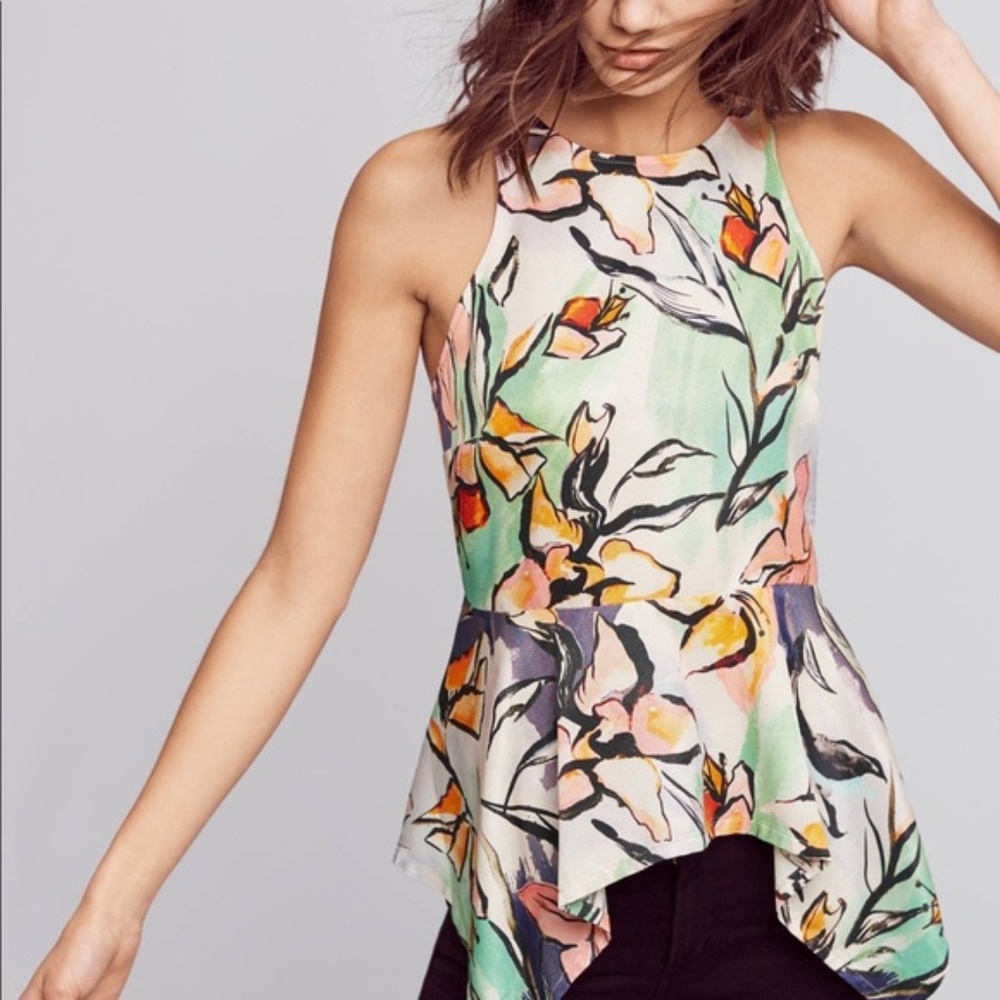 {Anthro} HD in Paris Floral Peplum Top